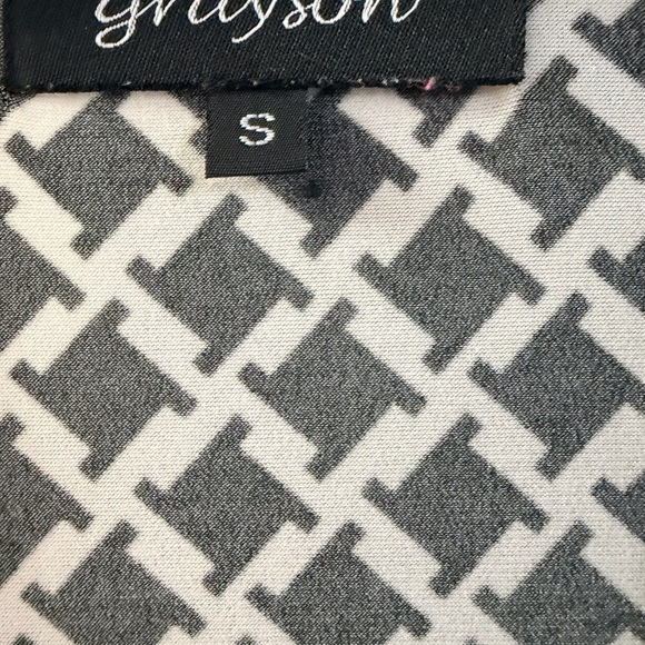 Grayson Houndstooth Wrap Dress Women’s Small Black Ivory Long Sleeve Midi - Picture 4 of 5